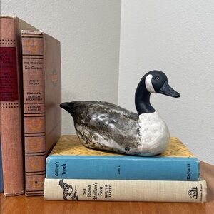 Vintage Hand Crafted Hand Made ‘87 Pottery Goose Black &White Rustic Cabin Decor